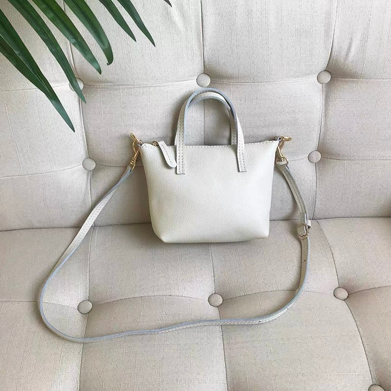 Spring Summer Korean Mini Full-Grain Leather Crossbody Tote Bag