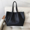 Minimalist Fashion Versatile Full-Grain Cow Leather Shopping Tote Bag, Extra Large Capacity Shoulder Handbag for Women